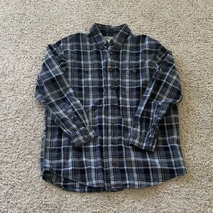 Duluth Trading Co Black and Gray Plaid Shirt